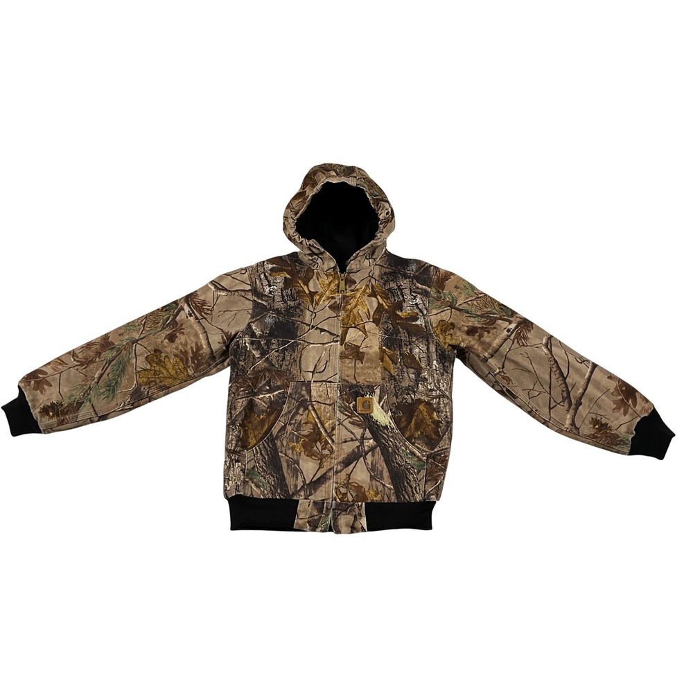 VTG Carhartt Youth L 10/12 YYJ220 CAP Camo Hooded Active Jacket Thermal Lined - Picture 4 of 16